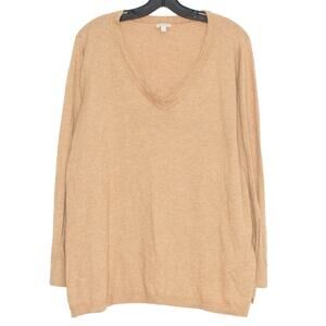 Talbots Sweater Cozy Minimalist Cottage Neutral Casual Boho Button Cuff Brown 2X